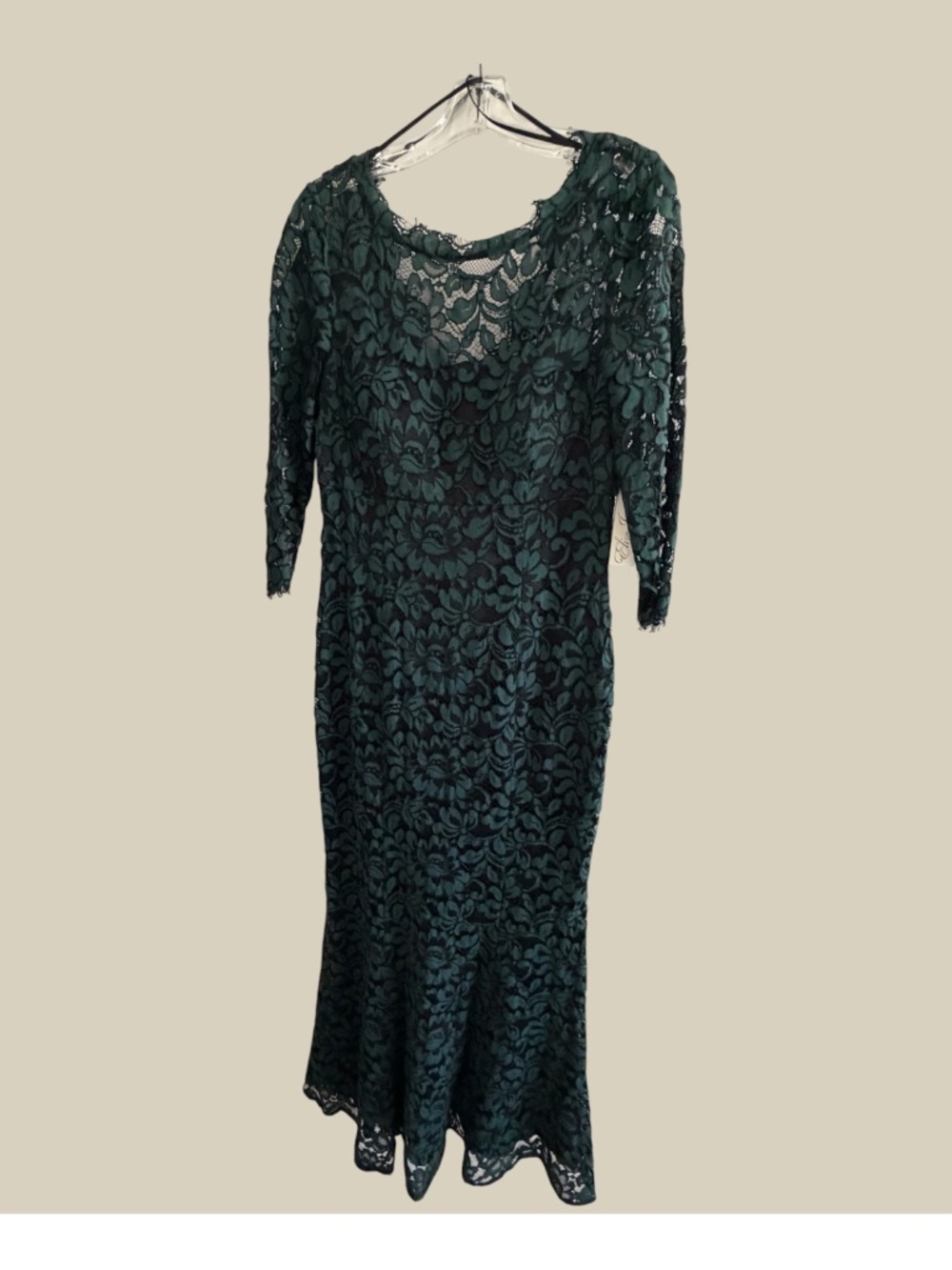 NWT Eliza J Hunter Green Lace Evening Gown Dress - Size 10